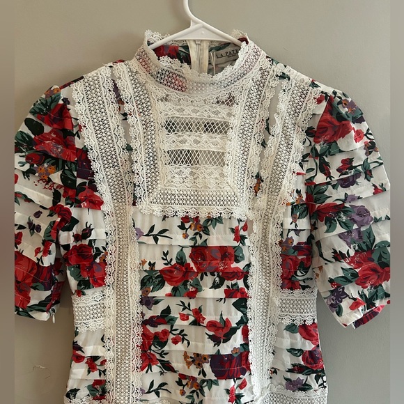 NWT La Pateau New York Floral Lace Embroidered Maxi Dress |  Size Large - Picture 3 of 8